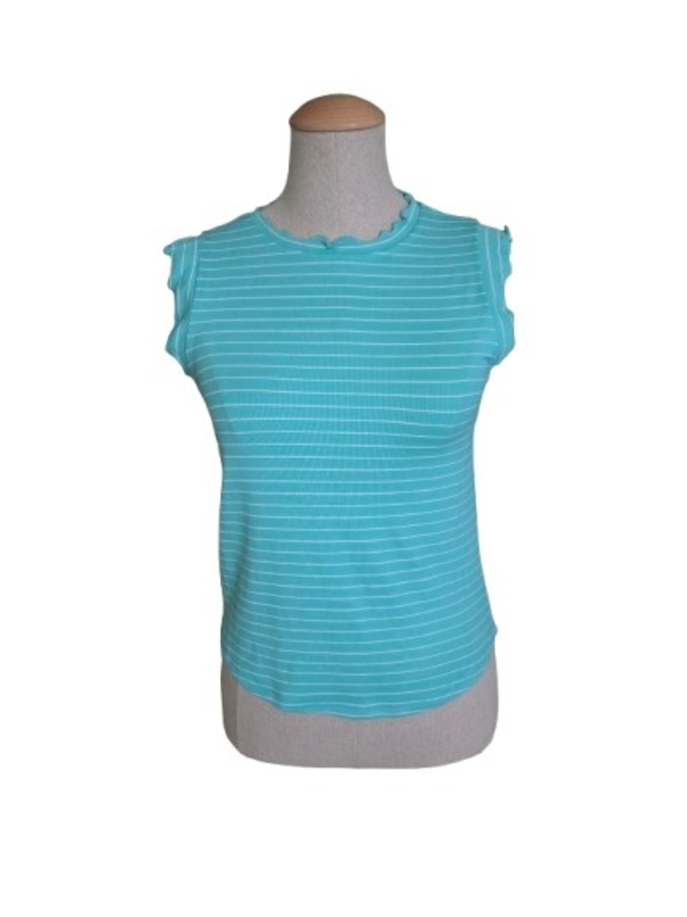 Zenana NWOT Aqua & White Striped Tank Top